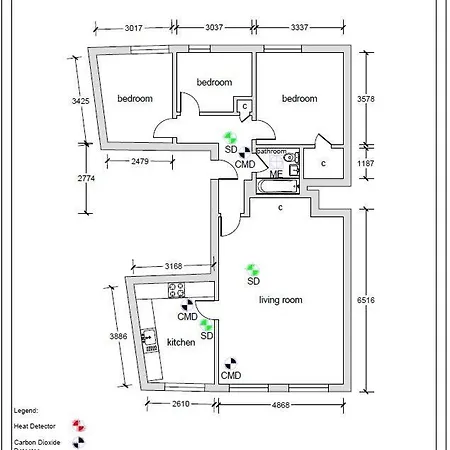 公寓 Bright Spacious 3 Bed Flat 格拉斯哥