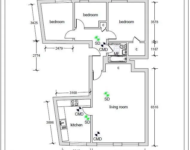 公寓 Bright Spacious 3 Bed Flat 格拉斯哥